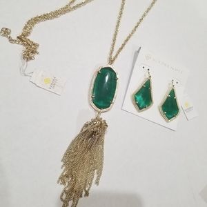 KENDRA SCOTT EMERALD GREEN NECKLACE EARRING SET